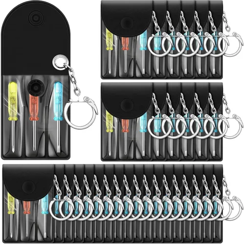 Vista 24 de Jutom Juego de 10 Mini Destornilladores Llavero a Granel Incluye 3 Mini Destornilladores en una Bolsa Portátil con Broche con Gancho a Granel
