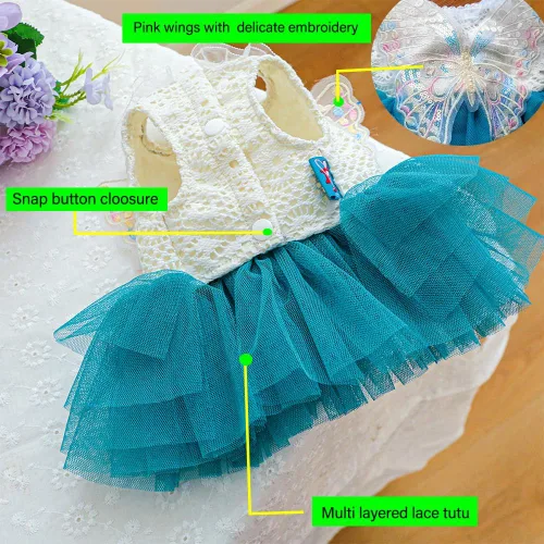 Vista 19 de ANIAC Daisy Vestidos para Perros Pequeños Hembra con Anillo para Correa, Nudo de Lazo Vestido de Boda para Cachorra, Traje de Gato de San Valentín