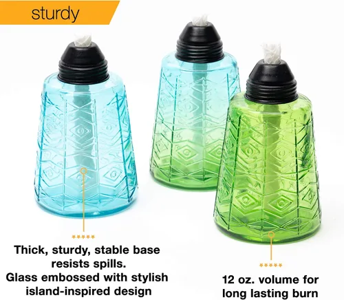 Vista 5 de Backyadda Elegantes linternas de cristal para tu mesa o patio con muchos colores para elegir. Juego de 3 linternas (azul caribeño)