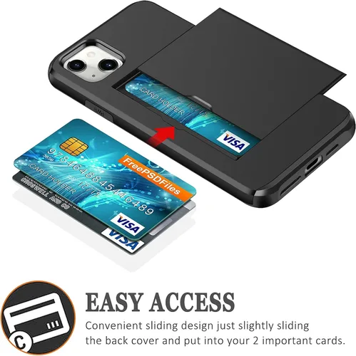 Vista 2 de SAMONPOW Funda compatible con iPhone 13 con tarjetero híbrido de doble capa, protección resistente, a prueba de golpes, 13, para mujeres y hombres