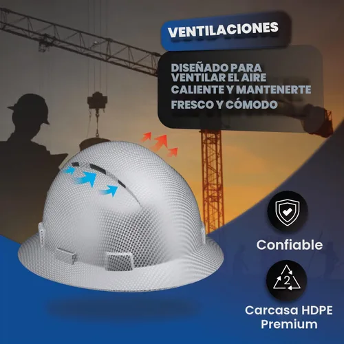Vista 6 de Casco de construcción OSHA de ala completa con diseño de tatuaje/calavera, acabado mate, con suspensión de 6 puntos