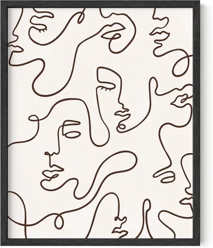 Vista 13 de HAUS AND HUES Arte de pared minimalista - Dibujo moderno de líneas abstractas, impresión de boceto femenino simple, obra de arte para el hogar