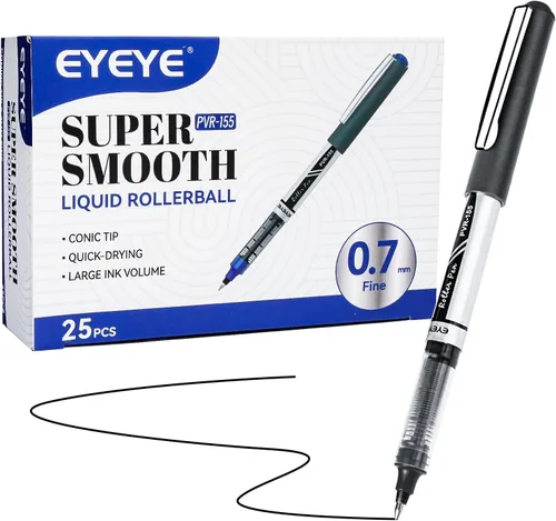 Vista 8 de EYEYE Bolígrafos de punta fina de 0.028 in, 4 bolígrafos negros y 4 azules de punta media, secado rápido, tinta líquida, bolígrafos de escritura