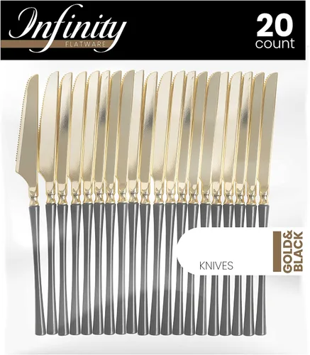 Vista 14 de PlasticPro 20 unidades de tenedores de cena de plástico dorado de calidad premium resistentes desechables elegantes cubiertos de cena para fiesta