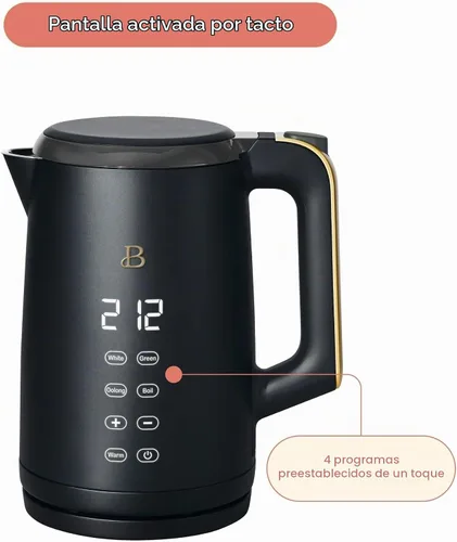 Vista 4 de Hervidor eléctrico 1.7L 1500W con pantalla activada por tacto, control de temperatura programable, 4 ajustes de té preestablecidos, apagado Sésamo