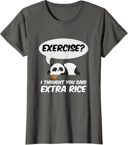 Vista 61 de ¿Ejercicio? I Thought You Said Extra Rice Panda Gift T-Shirt, Negro, S