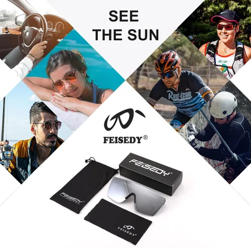Vista 6 de FEISEDY Gafas de sol sin montura de gran tamaño con espejo para mujeres y hombres con parte superior plana escudo cuadrado UV400 B2761 70mm