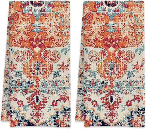 Vista 12 de Juego de 2 toallas de cocina abstractas bohemias florales de los años 70, toallas de mano de secado rápido para cocina, regalos para mujeres