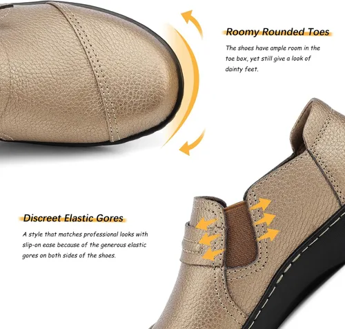 Vista 4 de LAZYPOP Mocasines de cuero clásicos y cómodos para mujer, bonitos zapatos de vestir informales, ligeros, para caminar, zapatos planos