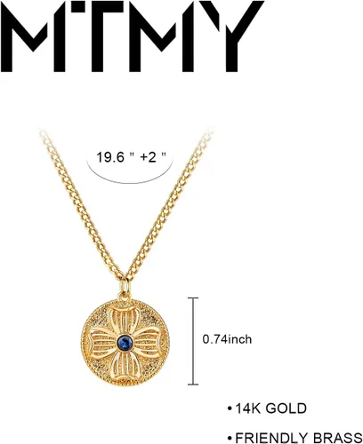 Vista 4 de MTMY Collar de flores chapado en oro de 14 quilates para mujer, delicado collar con colgante de pétalos de circonita cúbica, trébol, copo de nieve