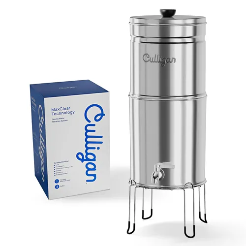 Vista 3 de Sistema de filtro de agua por gravedad Culligan MaxClear de 3 galones, filtro de agua de encimera de acero inoxidable pulido certificado NSF/ANSI