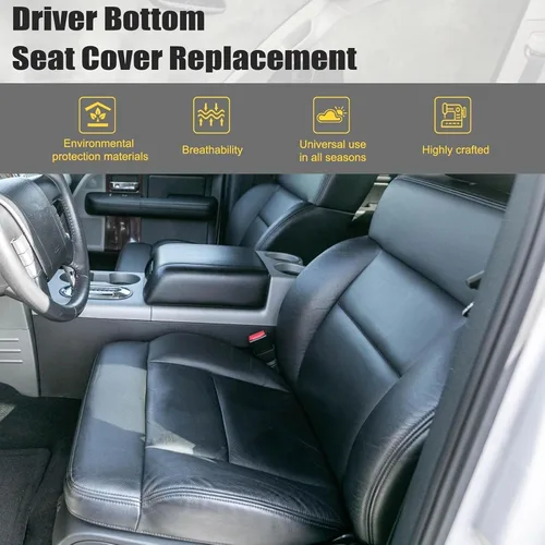 Vista 2 de Priprilod Funda de Reemplazo de Asiento de Cuero Negro para Lado del Conductor Compatible con Ford F150 Lariat 2004 2005 2006 2007 2008