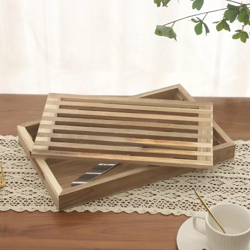 Vista 4 de Tabla de cortar pan de madera con bandeja colectora de migas, bandeja para servir 2 en 1 Tabla de pan extraíble con asas para rebanar panes