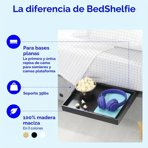 Vista 4 de BedShelfie - Estante de cabecera para dormitorio con litera y litera superior, elementos esenciales para dormitorio universitario, cadí de cabecera