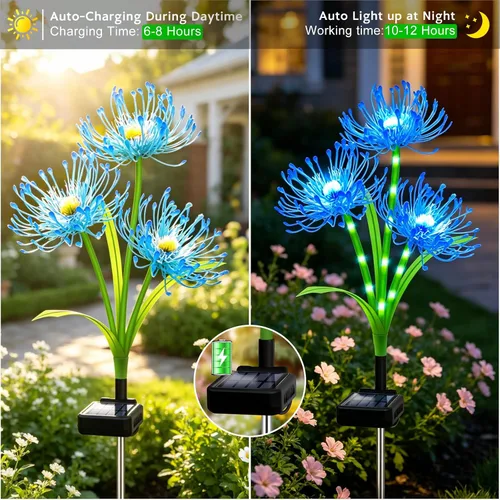 Vista 2 de VOOKRY Luces solares para exteriores, paquete de 4 luces de flores