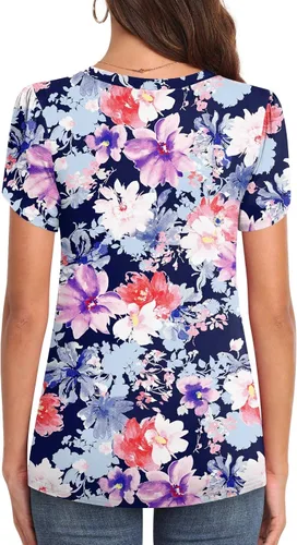 Vista 2 de Blusa casual de verano 2024 para mujer, blusa de manga corta