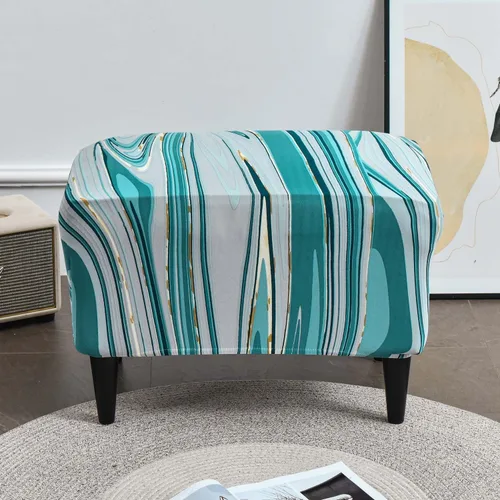 Vista 44 de Funda elástica otomana rectangular para taburete, funda de elastano estampada para reposapiés, protector antideslizante para reposapiés, con parte #1