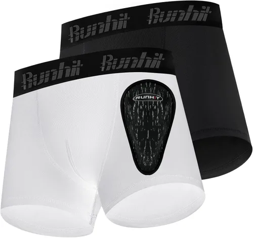 Vista 15 de Runhit Calzoncillos de compresión para niños con copa de béisbol para niños, con copa atlética protectora suave