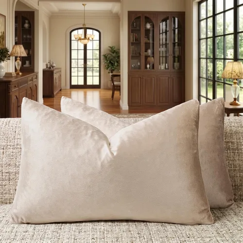 Vista 125 de GIGIZAZA Juego de 2 fundas de almohada doradas de terciopelo de 20 x 20 pulgadas para sofá Almohadas para sofá, tela texturizada suave de 9.88