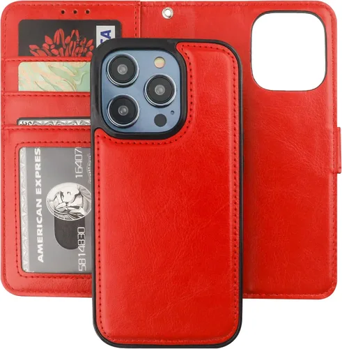 Vista 12 de Bocasal - Funda tipo cartera desmontable para iPhone 14 Pro, color negro