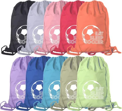 Vista 3 de Mato & Hash Mochila con cordón de fútbol, saco ligero de algodón, mochila de fútbol