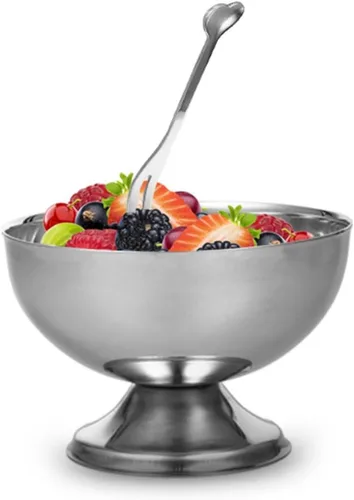 Vista 8 de STOBAZA Taza de ensalada de diseño único 1pc Frutas Tazón Postre Tazón Helado Platos para Boda Cumpleaños Simple Generous Style, Silver Finish