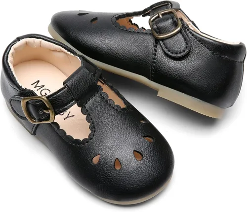 Vista 4 de DADAWEN - Zapatos de correa de vestir planos para niña, clásicos, para usar con el uniforme escolar