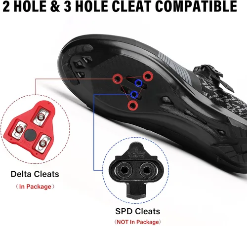 Vista 3 de Zapatos de ciclismo unisex para hombres y mujeres, compatibles con zapatos de bicicleta Peloton con tacos Delta para ciclismo de carretera