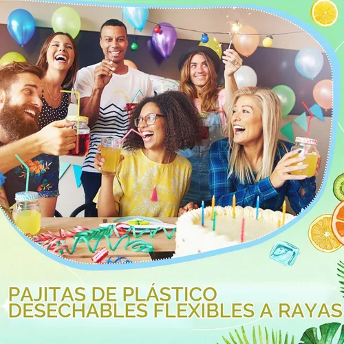 Vista 6 de Eaasty 3000 popotes de plástico flexibles a granel, popotes desechables de plástico, pajitas largas de plástico coloridas, popotes flexibles a