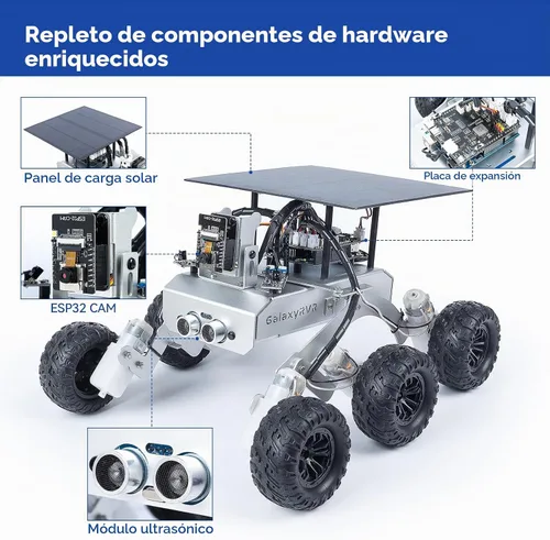 Vista 2 de Kit de rover de Marte SunFounder GalaxyRVR, kit de auto robot con video inteligente compatible con Arduino Uno R3 con ESP32 CAM para imágenes FPV