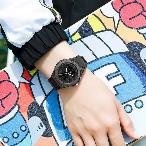 Vista 3 de Reloj digital para mujer de findtime, deportivo, impermeable, analógico, militar, táctico, con retroiluminación LED, alarma, cronómetro, reloj