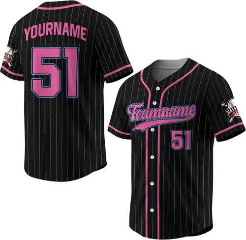 Vista 12 de Camiseta de béisbol a rayas personalizadas con logotipo de número de nombre para hombres, mujeres, jóvenes, niños, camiseta de uniforme