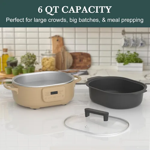 Vista 4 de 6 Quart Multi-Cooker, with 8-in-1 Casserole Programmable Slow Cooker, Dutch Oven, Pasta, Nonstick, Oven Safe Pot to 500°F Brown Sugar