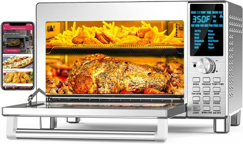 Vista 13 de Nuwave Bravo XL Pro Air Fryer Toaster Oven, Improved 100% Super Convection Acero inoxidable cepillado