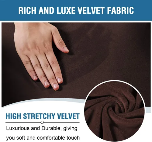 Vista 3 de H.VERSAILTEX Fundas elásticas de terciopelo para sillón reclinable, 6 piezas, fundas para loveseat reclinable de 2 cojines, fundas para sofá