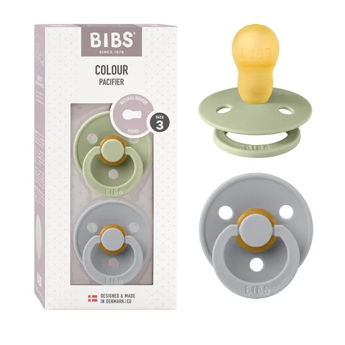 Vista 93 de BIBS - Paquete de 2 chupetes para bebés, goma natural libre de bisfenol A, hechos en Dinamarca, colección Colour, para bebés de 18+ meses, azul bebé