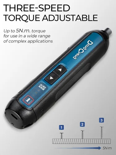 Vista 2 de DongCheng - Destornillador eléctrico inalámbrico de 4 V, destornillador recargable con batería de 2000 mAh con 3 ajustes de par de hasta 5 N.m, 300