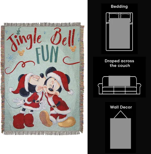 Vista 5 de Northwest - Manta de Tapiz Tejida de Mickey Mouse, 48" x 60", Jingle Bell Fun