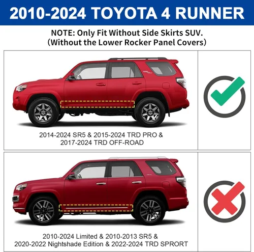 Vista 3 de Estribos laterales compatibles con Toyota 4runner 2010-2024 (sin faldones laterales)