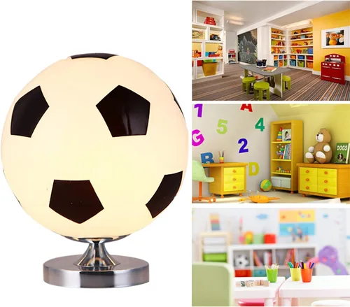 Vista 4 de Lámpara de escritorio de mesa de balón de fútbol de cristal, regalo para fanáticos del fútbol, regalo de Navidad para adolescentes