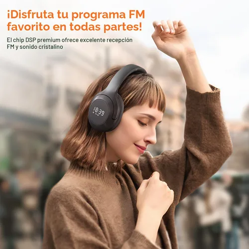 Vista 8 de F2 FM Radio Auriculares inalámbricos Bluetooth 5.2 recargables