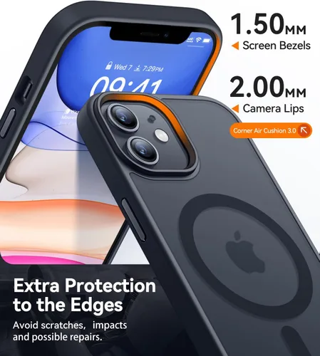 Vista 5 de CANSHN Funda magnética compatible con iPhone 11 [Compatible con Magsafe] [Translúcida Mate] Delgada fina a prueba de golpes funda protectora