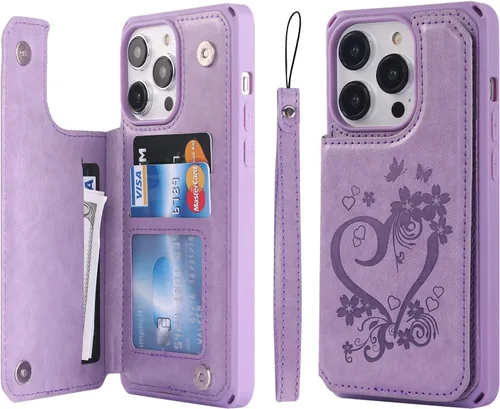 Vista 32 de Cavor Funda para iPhone 14 Pro Max con Tarjetero, Funda Cartera para iPhone 14 Pro Max para Mujeres y Hombres, Soporte de Tarjetas de Crédito