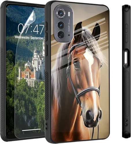 Vista 79 de Funda para Motorola Moto Edge 2022, cubierta trasera de vidrio templado con protector de pantalla, funda protectora a prueba de golpes para Motorola