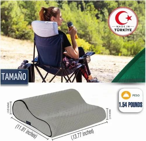 Vista 8 de alkamto Cómoda almohada de espuma viscoelástica para viajes y campamentos, bolsa portátil fácil de llevar, funda de almohada con regulación
