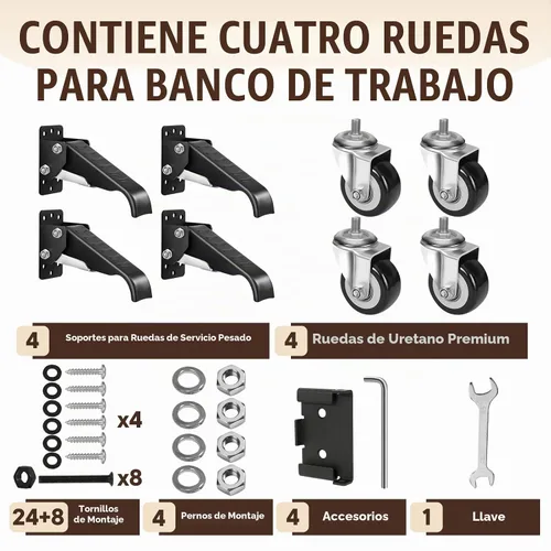 Vista 7 de SPACECARE Juego de ruedecitas para banco de trabajo, 600 lbs, ruedecitas robustas, de liberación rápida, 2 opciones de montaje, ruedecitas