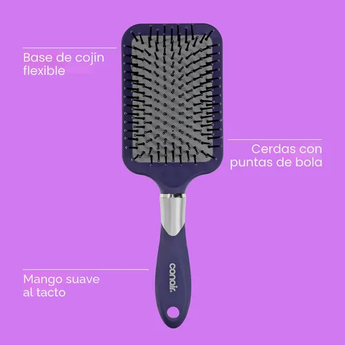 Vista 3 de Conair Cepillo de pelo Velvet Touch Paddle Cushion - Cepillo desenredante - estilos rizados o rectos - hombres o mujeres - desenredante - cuenta