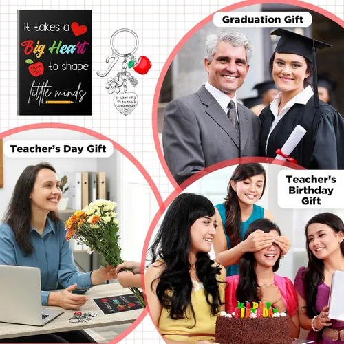 Vista 6 de Juego de regalo de agradecimiento al maestro, planificador inspirador y llavero para maestros con inicial para regalo de graduación del día