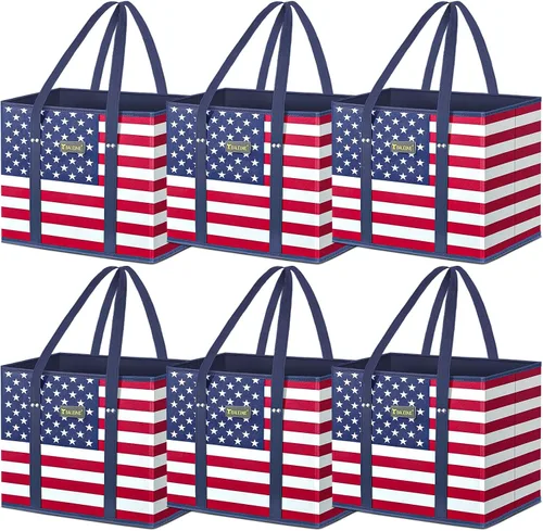 Vista 31 de BALEINE 1 paquete de bolsas reutilizables para comestibles, bolsas de compras plegables para comestibles con parte inferior reforzada y asas Follaje