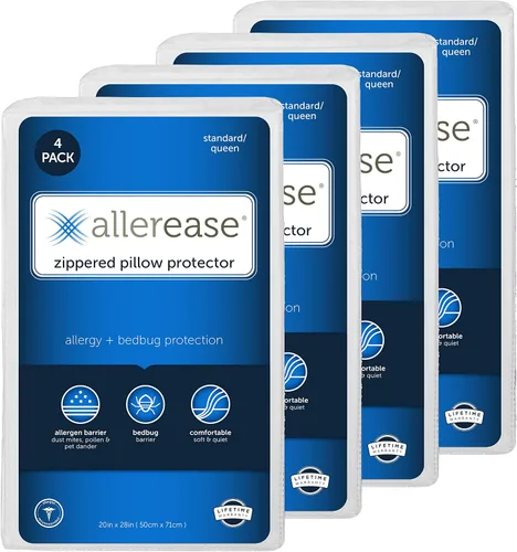 Vista 2 de Juego de 4 protectores de almohada King AllerEase – Absorbe la humedad, protección avanzada contra alergias y juego de 2 protectores de almohada